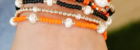 Beaded Blonde-Orange Pearl Bracelet