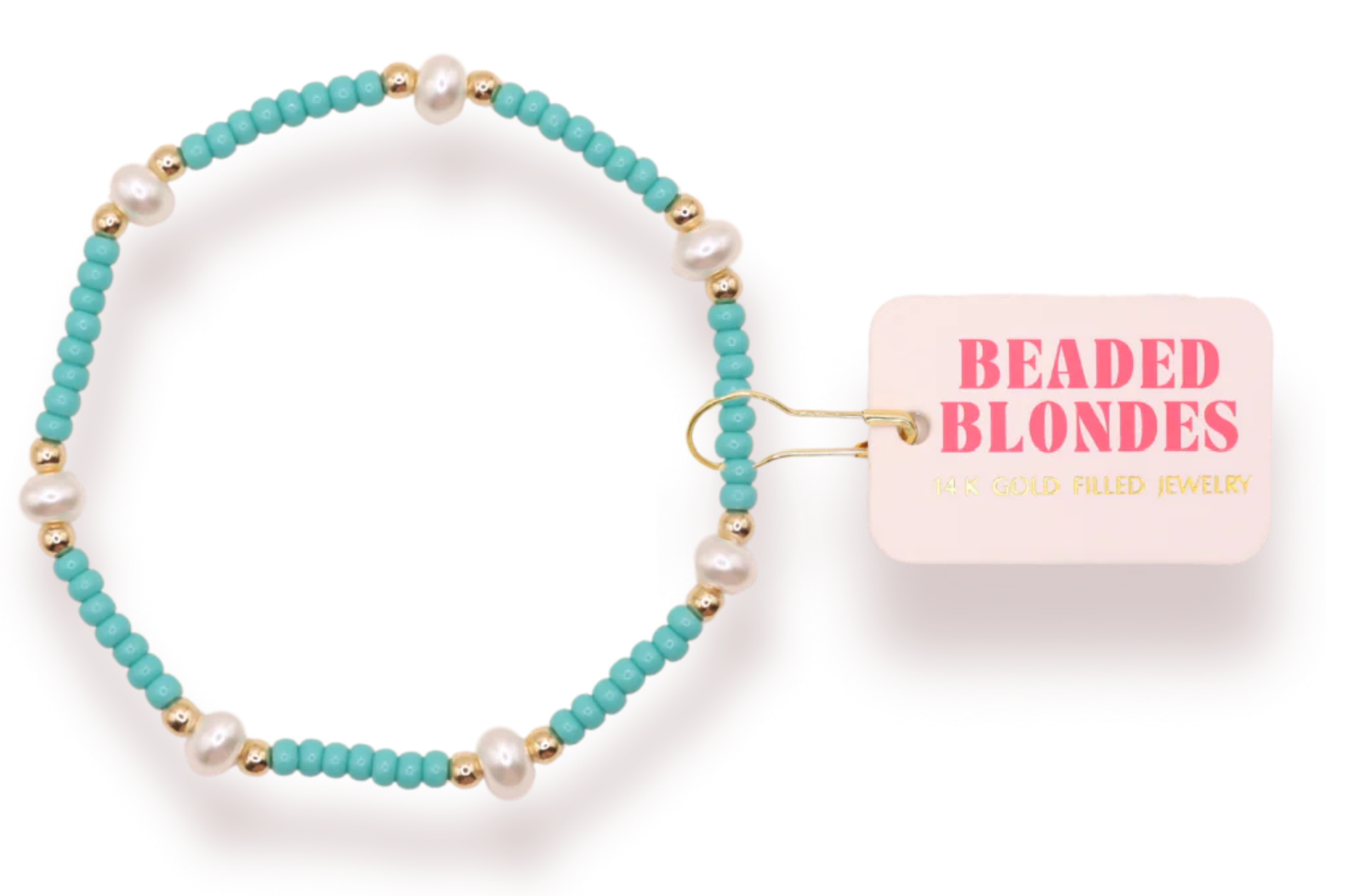 Beaded Blonde-Turquoise Pearl Bracelet