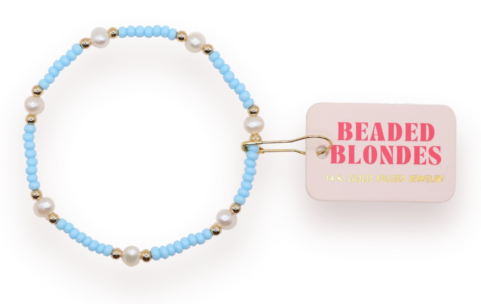 Beaded Blonde- Powder Blue Pearl Bracelet