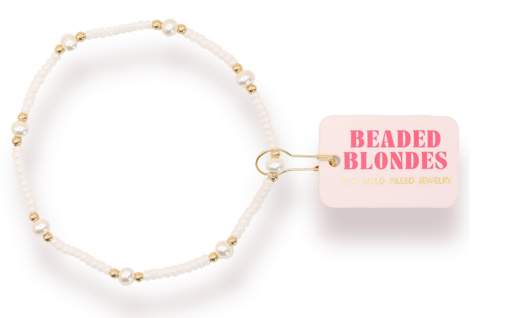 Beaded Blonde-Luster White Pearl Anklet