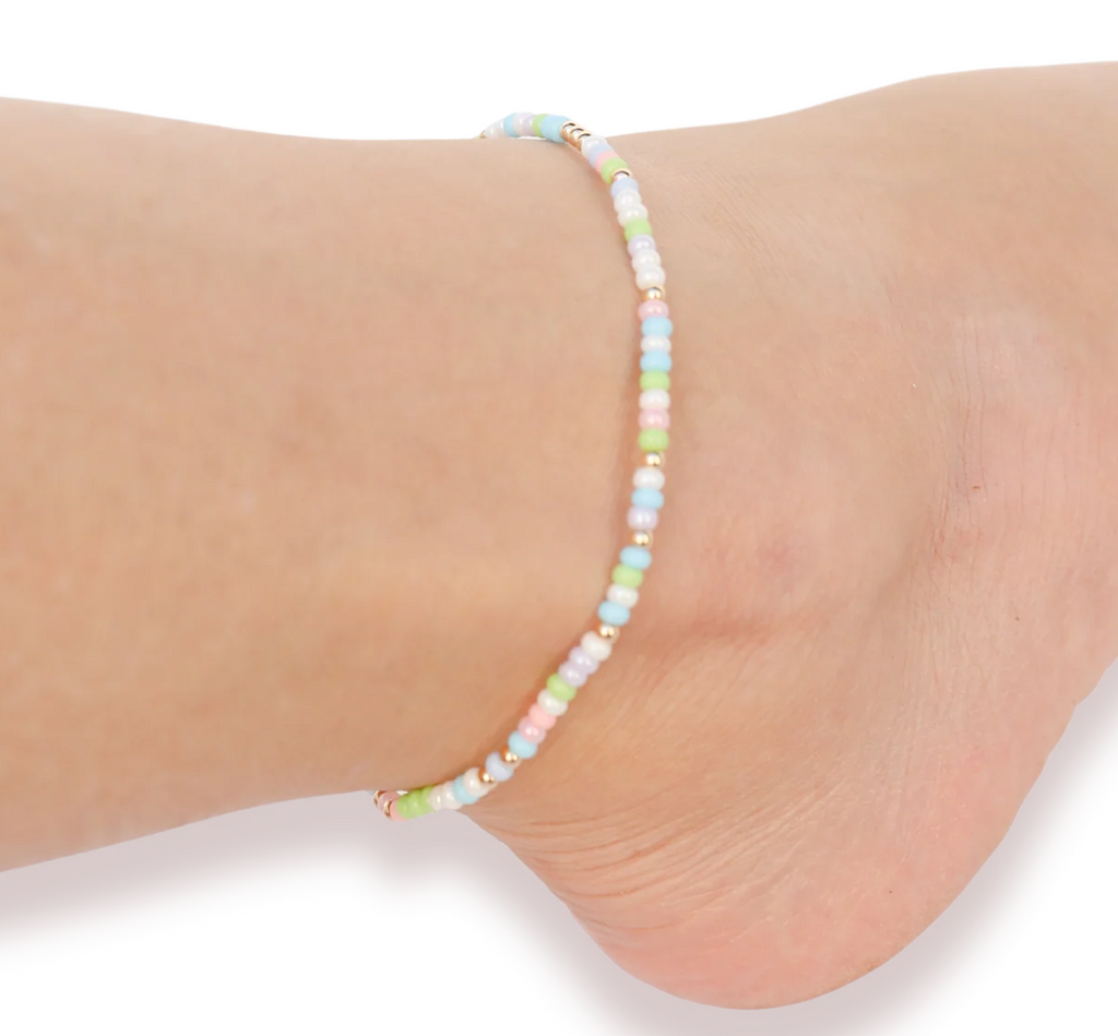 Beaded Blonde-Pastel Spring Anklet