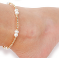 Beaded Blonde- Coastal Pearl Anklet
