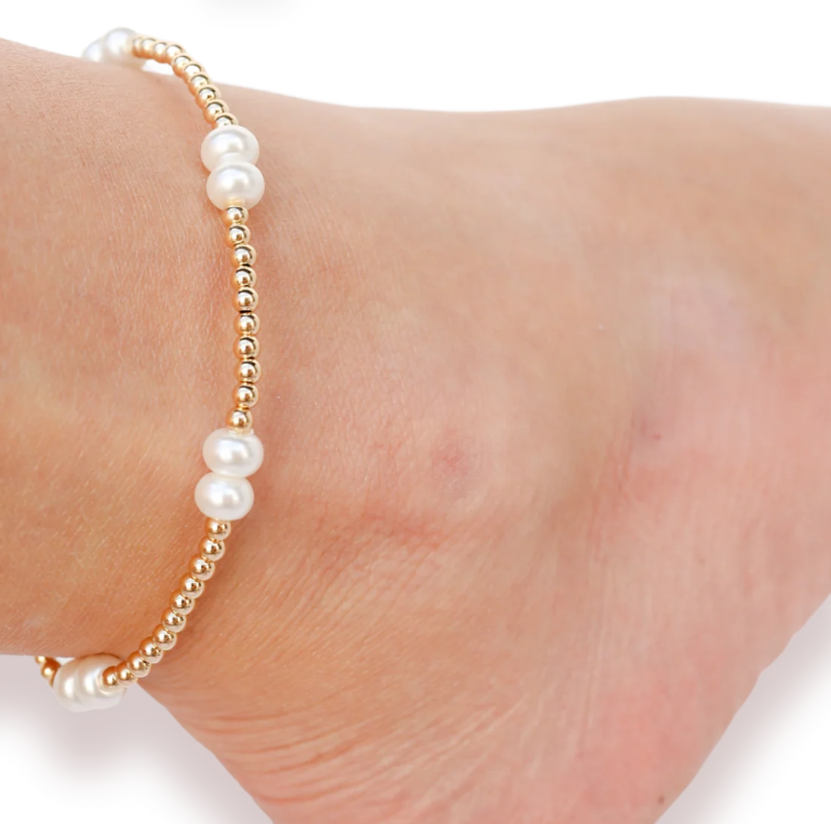 Beaded Blonde- Coastal Pearl Anklet