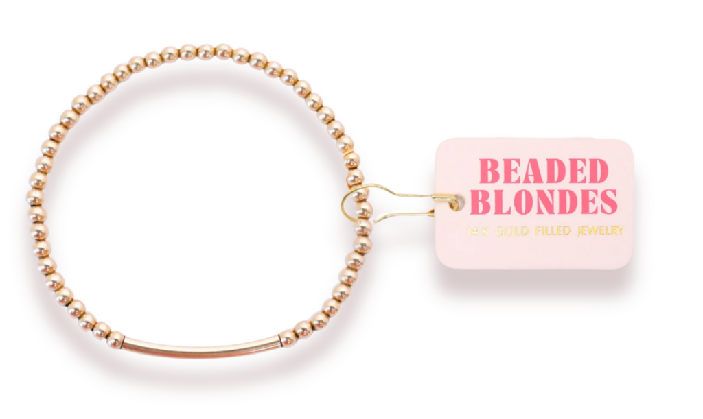 Beaded Blonde Kids-3mm Gold Bar Beaded Bracelet (Kids Size)