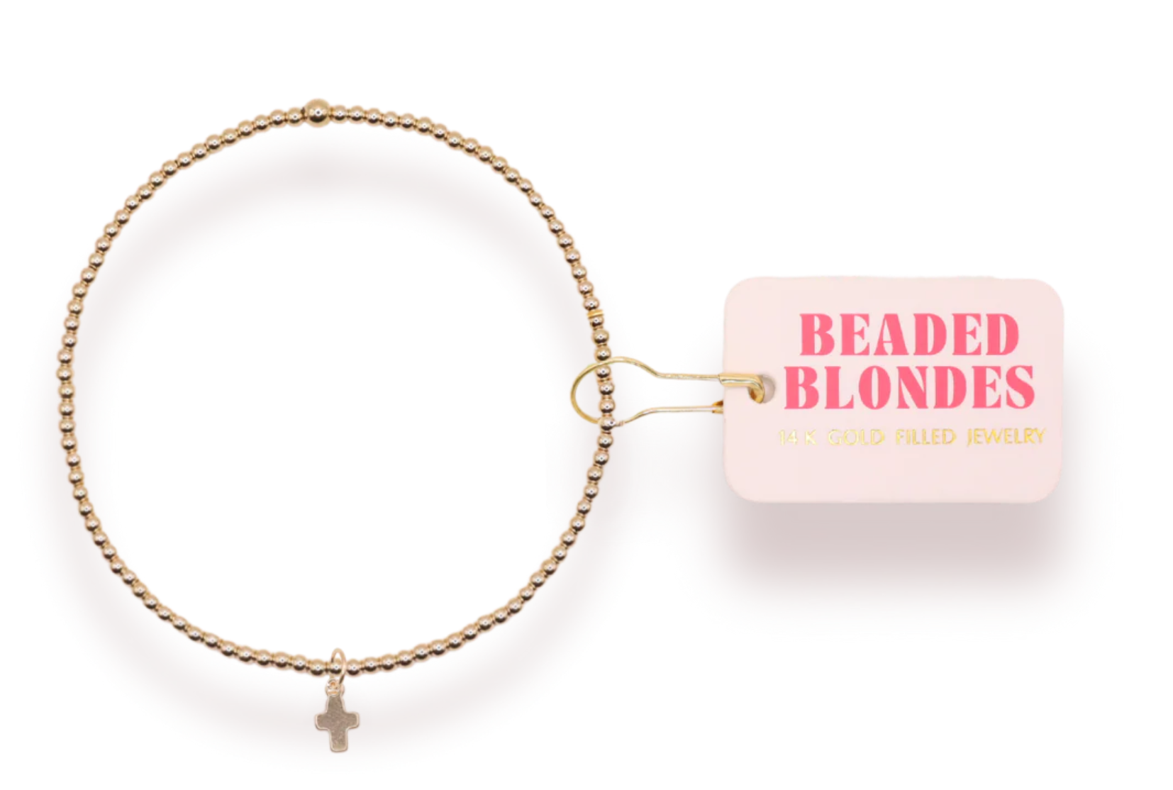 Beaded Blonde Kids-Mini Cross Charm Bracelet (Kids Size)