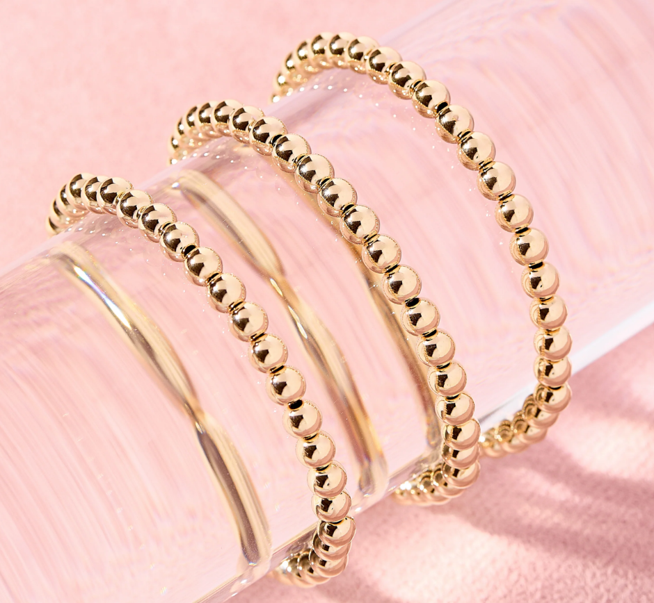 Beaded Blonde- 4MM Gold Beaded Bracelet