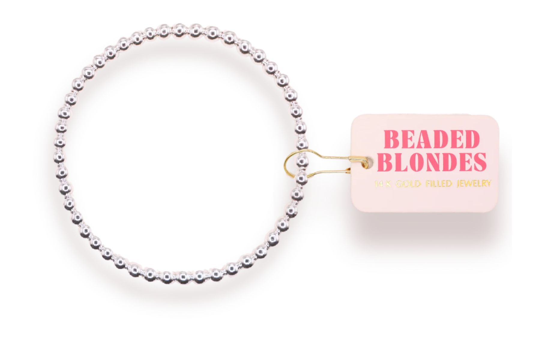 Beaded Blonde- 4MM Silver Beaded Bracelet