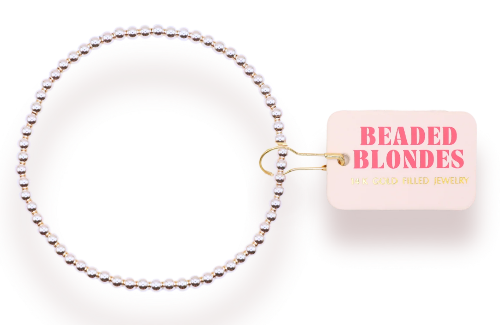 Beaded Blonde-3MM Silver Beaded Bracelet