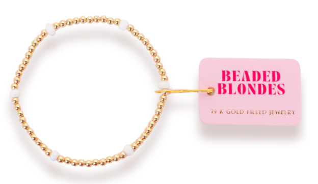 Beaded Blonde- White Poppi Bracelet