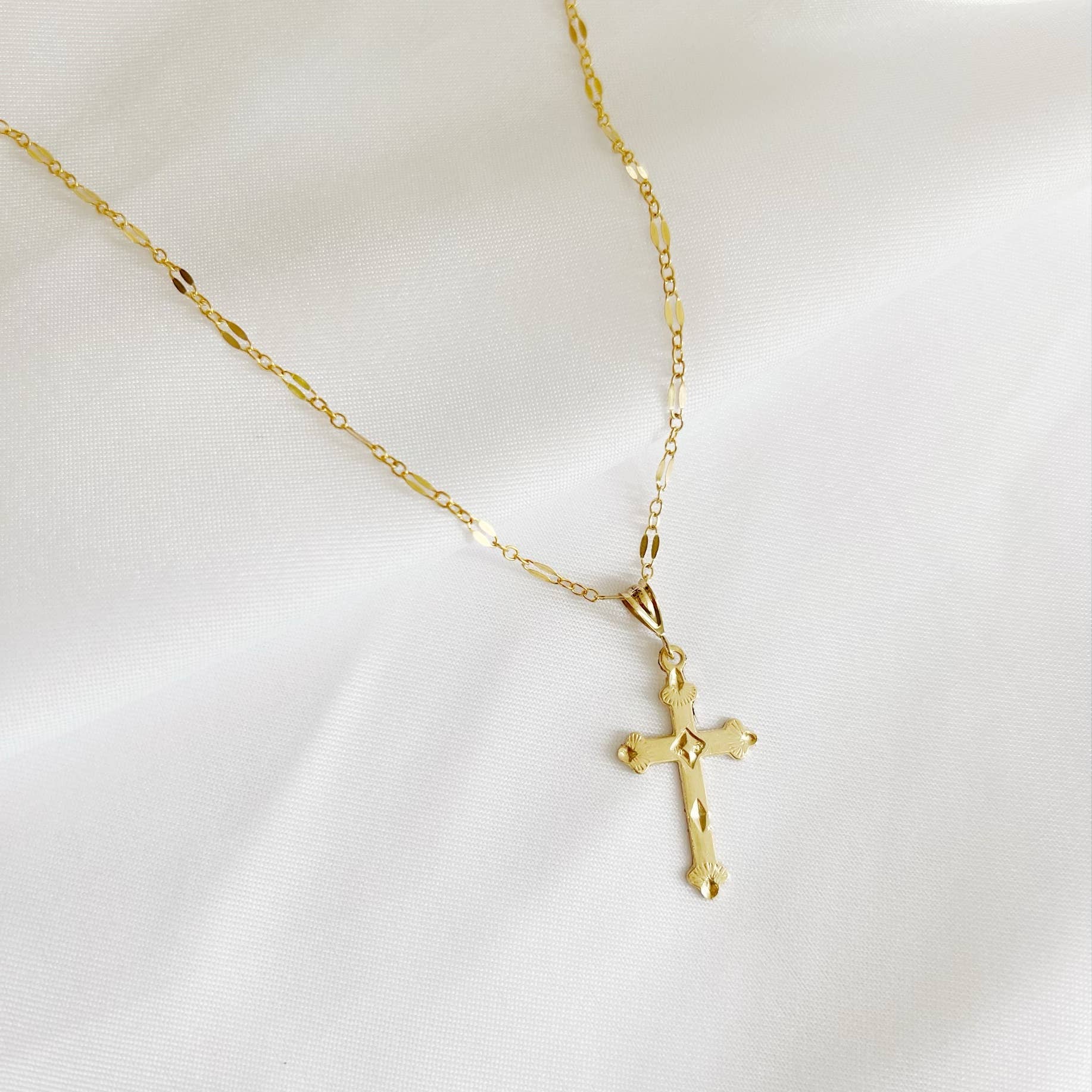Risen Religious Cross Necklace Gold Filled Sterling Silver: Silver