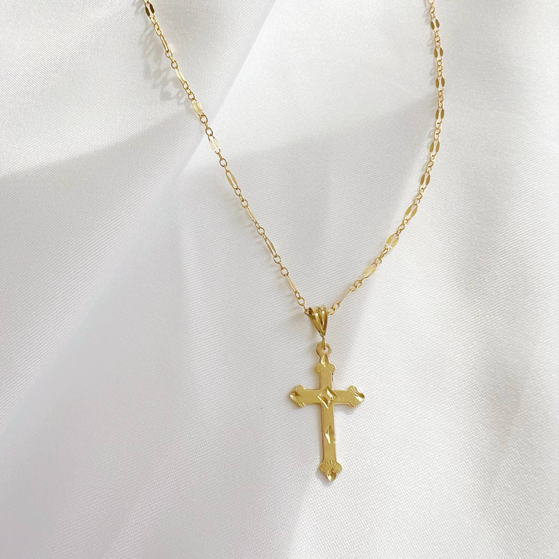 Risen Religious Cross Necklace Gold Filled Sterling Silver: Silver