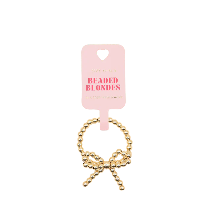 Beaded Blonde-Gold Bow Ring