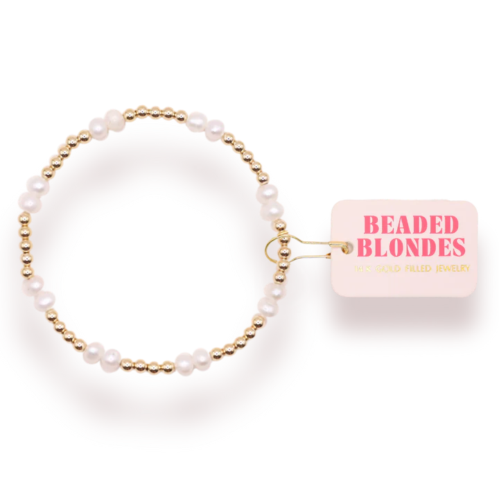Beaded Blonde- Coastal Pearl Bracelet in Gold
