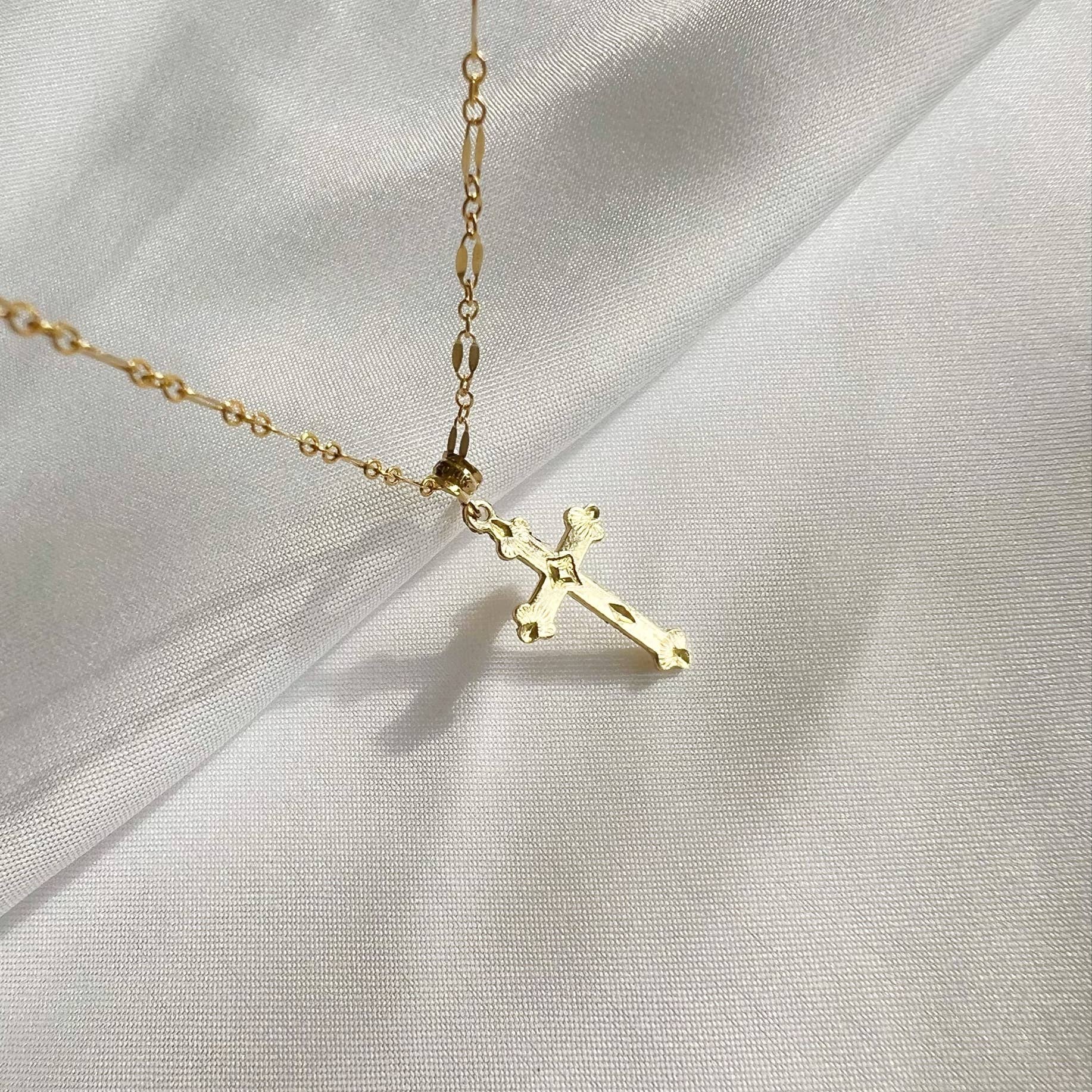 Risen Religious Cross Necklace Gold Filled Sterling Silver: Silver