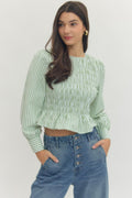 Green and White Strip Shirt