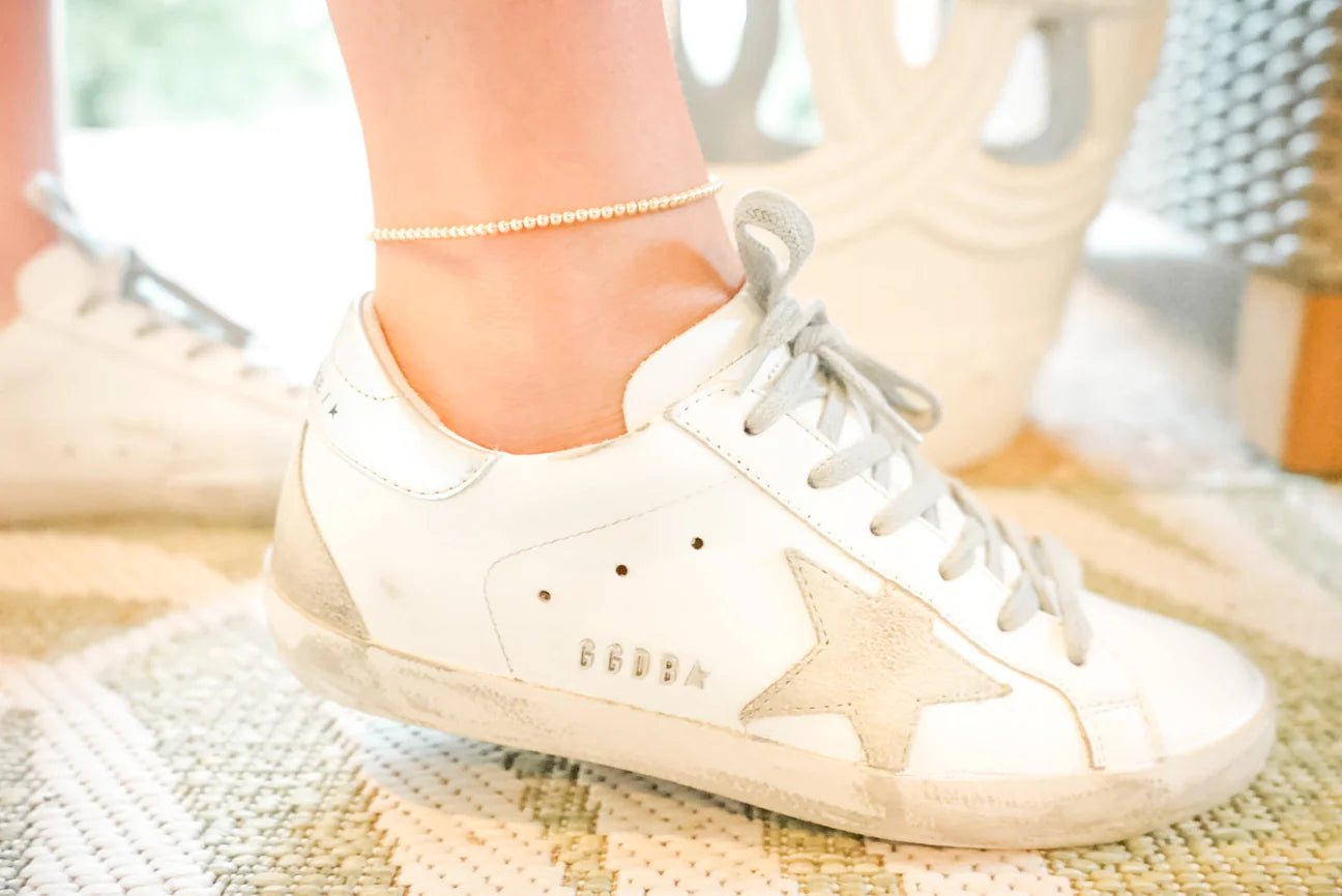 Beaded Blonde-3MM Gold Beaded Anklet