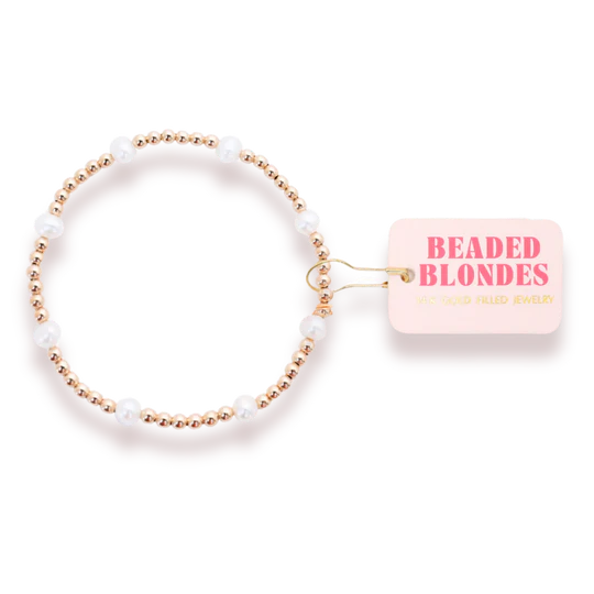 Beaded Blonde- Kate Pearl Bracelet in Gold