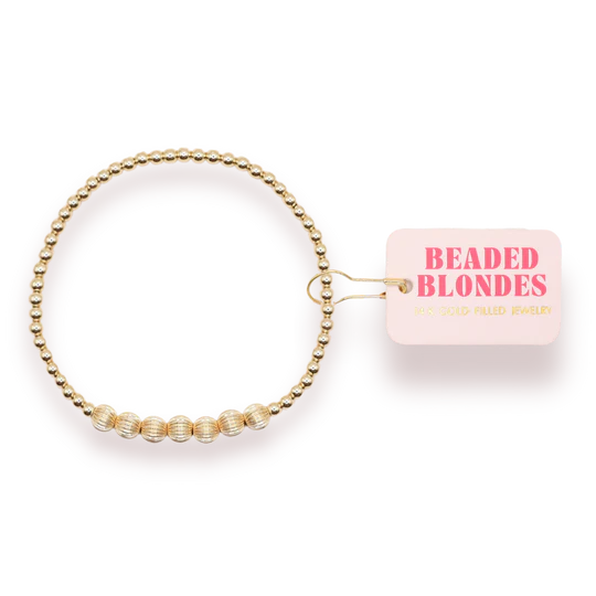 Beaded Blonde- Lucky Fluted Bracelet in Gold