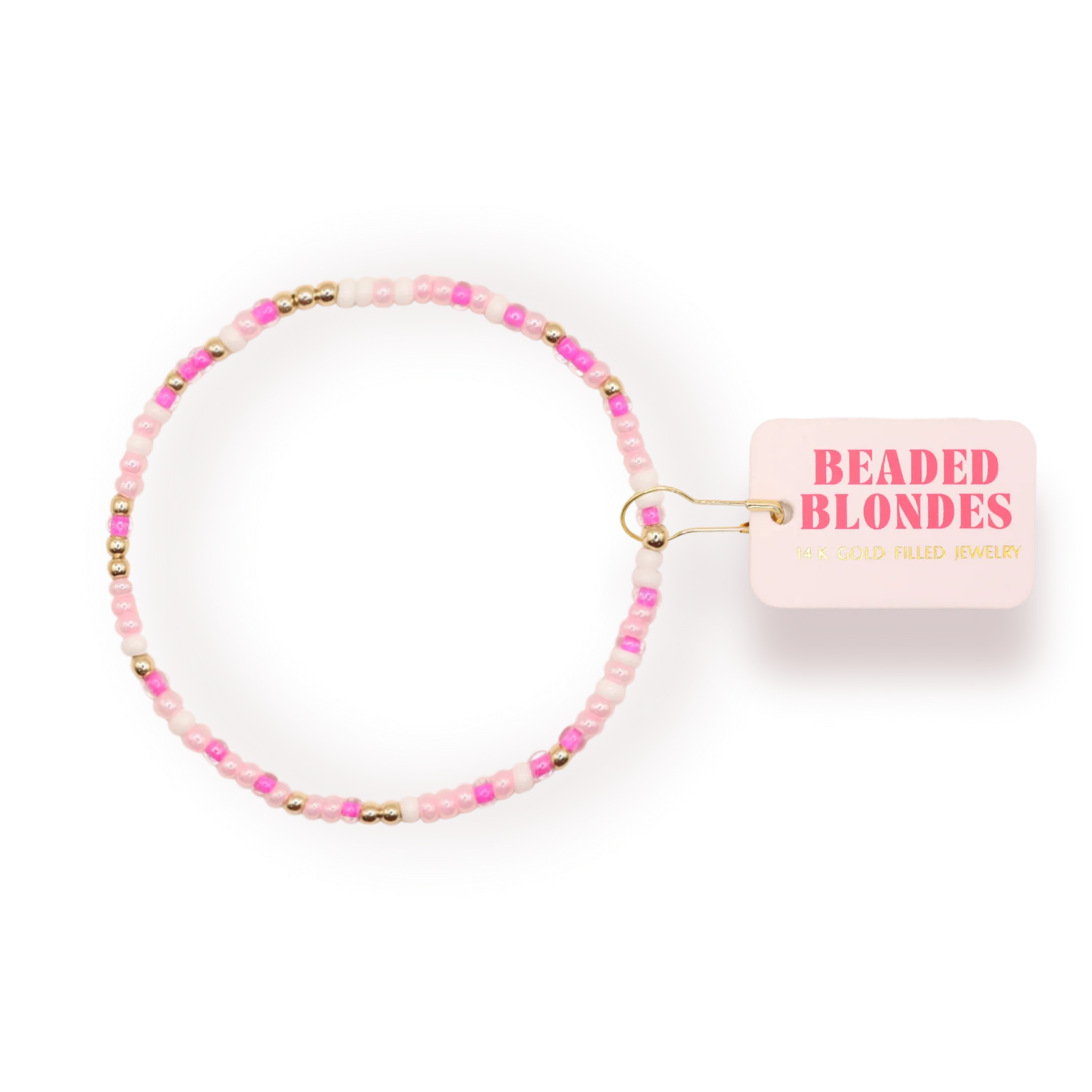 Beaded Blonde Kids-Pinks and White Sprinkle Bracelet (Kids Size)